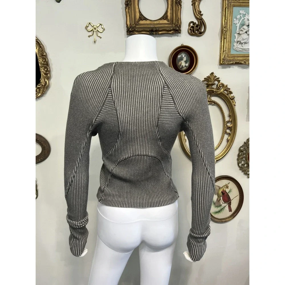 Hyein Seo Grey Ribbed Zip-Up Fitted Jacket Size 1